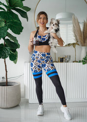 Blue Blossoms scrunch legging
