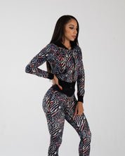 noireblanc, Electric Zebra Collection , color block, zip-up  hoodie, cropped, jacket