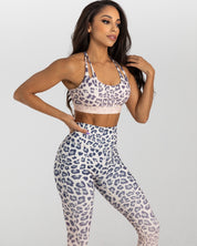 noireblanc, Leopard gradient Collection, Leopard gradient print, Medium support sports bra, Removable pads, Criss-cross back