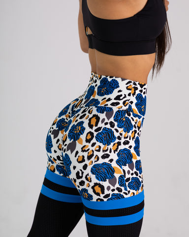 noireblanc, Blue Blossoms Collection, Sock leggings, scrunch booty, Thigh high, Yoga pants, Leopard print, Color-Block, Mesh Stripes