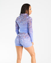 noireblanc, Lilac Collection, Leopard gradient design, cropped jacket, Zip-up jacket