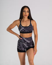 noireblanc, Ink Collection, High-waisted shorts, No elastic, Black, Paisley design with black mesh