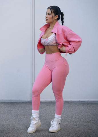 Barbie Pink, High Waisted, Front Ruching, Scrunch Leggings