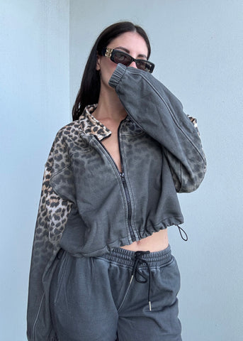 L’animal oversized cropped hoodie