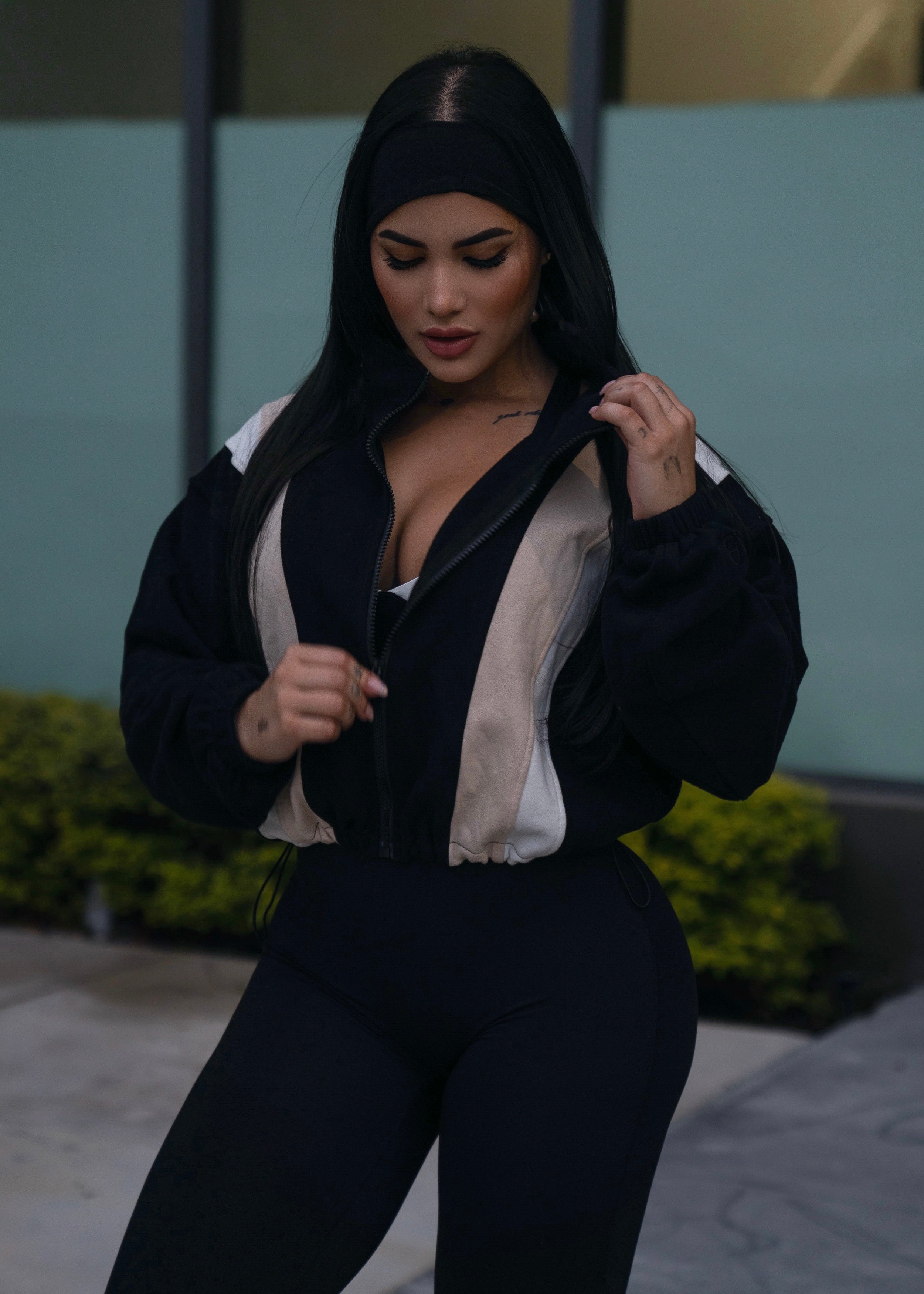 Cappuccino oversized cropped hoodie