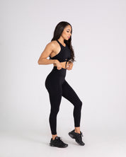 noireblanc, Amazonia Collection, Black, Medium support sports bra, Front knot tie, Removable pads, adjustable strap