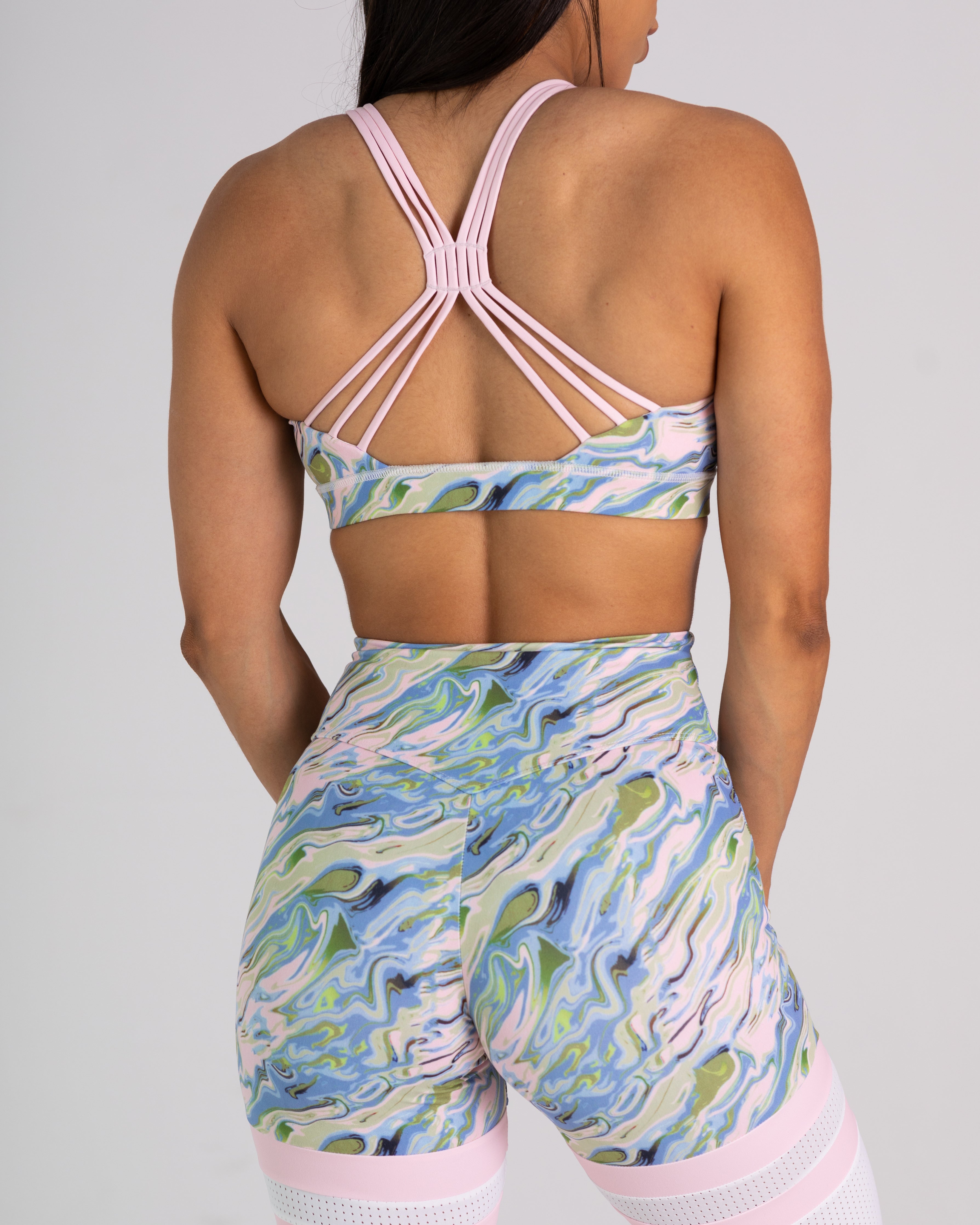 noireblanc, Cali Marble Collection, No scrunch, High-waisted, Sock leggings, Marble  print, Color-Block, Mesh Stripes