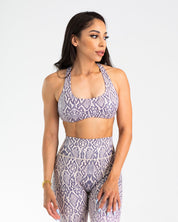 noireblanc, Sahara Collection, Snake skin  print, Medium support sports bra, Removable pads,Racer  back