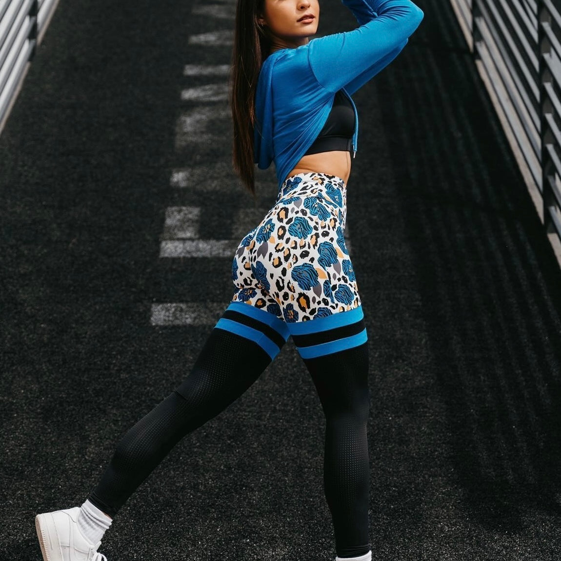 noireblanc, Bue Cropped Hoodie, Cropped jacket pairs well with Blue Blossoms