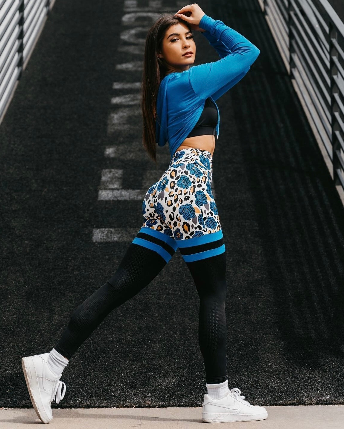 noireblanc, Bue Cropped Hoodie, Cropped jacket pairs well with Blue Blossoms