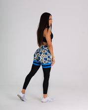 noireblanc, Blue Blossoms Collection, Sock leggings, scrunch booty, Thigh high, Yoga pants, Leopard print, Color-Block, Mesh Stripes