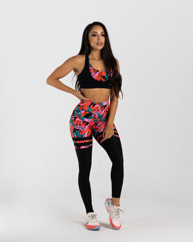 noireblanc, Enchanted Collection, High-waist Sock leggings, scrunch booty, Yoga pants,  Leopard print, Color-Block, Mesh Stripes