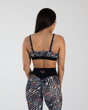 noireblanc, Electric Zebra Collection, sports bra, yoga, medium support, removable pads