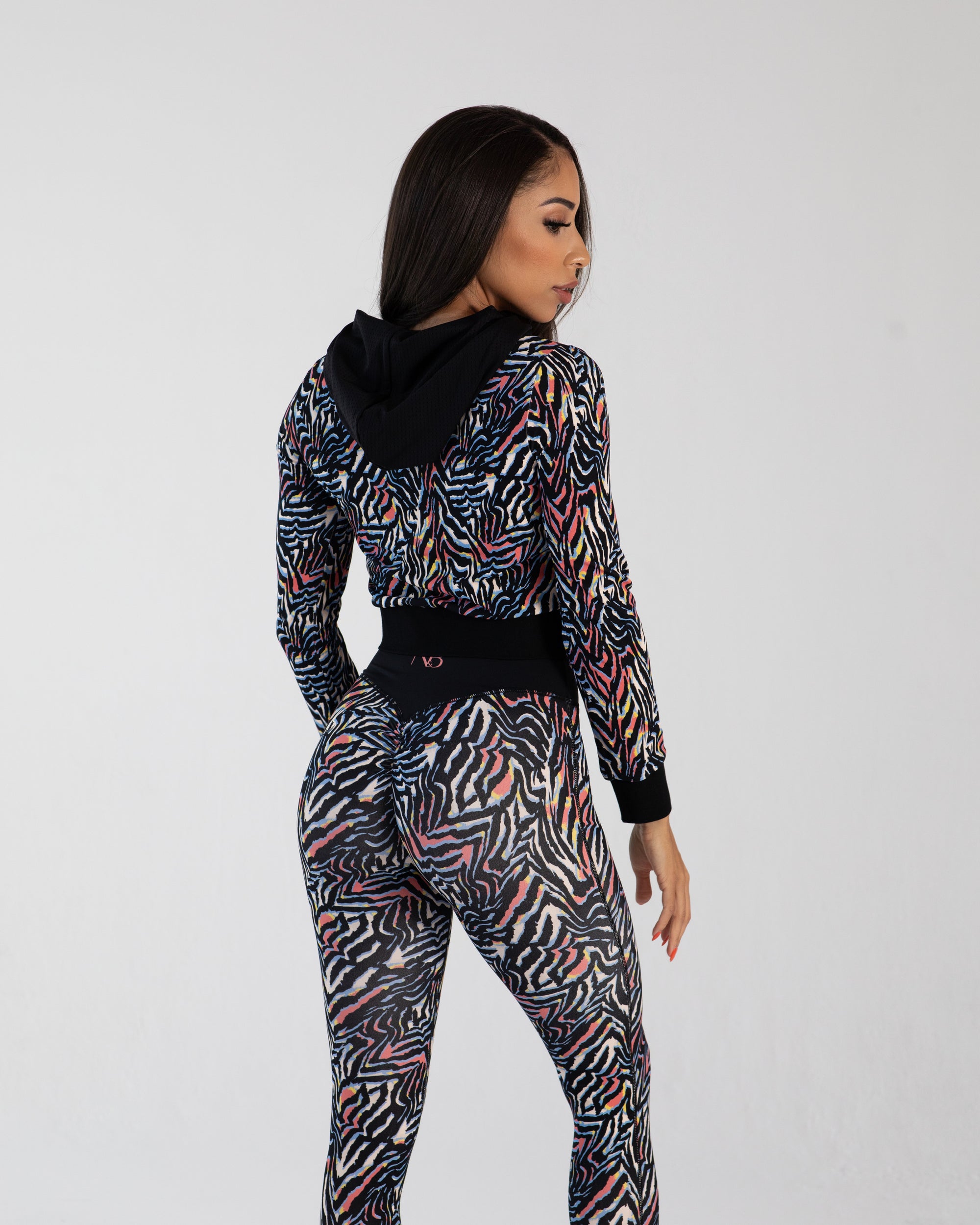 noireblanc, Electric Zebra Collection , color block, zip-up  hoodie, cropped, jacket